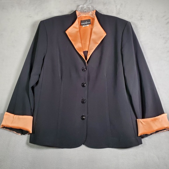 Positive Attitude Jackets & Blazers - VTG Positive Attitude Blazer Women 16 Black Peach Lined Collar Y2K Party Evening